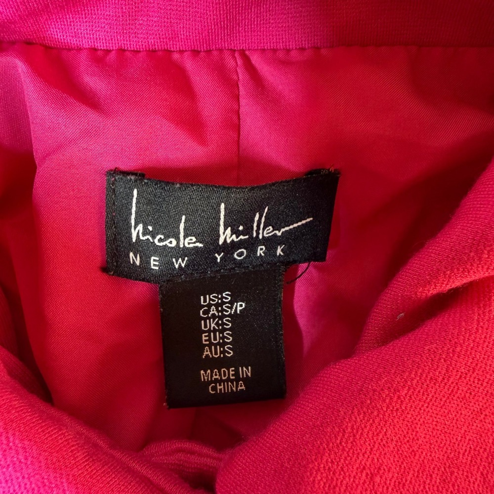 Nicole Miller New York Hot Pink Button Front Cropped Jacket Size S Barbiecore - Picture 9 of 16
